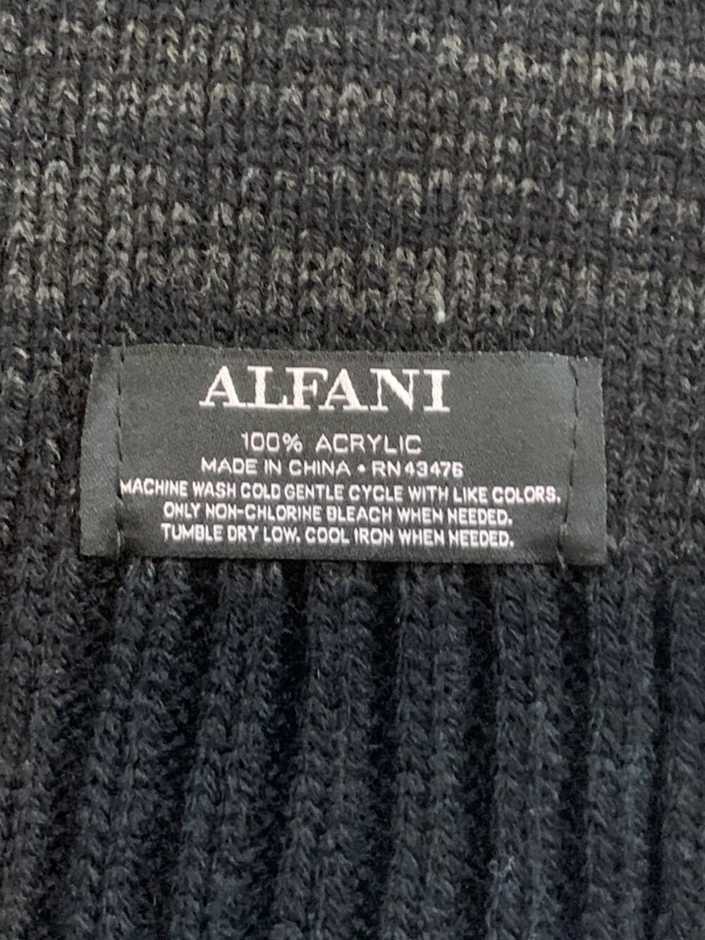 Alfani Men's 100% Acrylic Knit Space-Dyed Scarf, Charcoal Gray, One Size - Picture 4 of 4